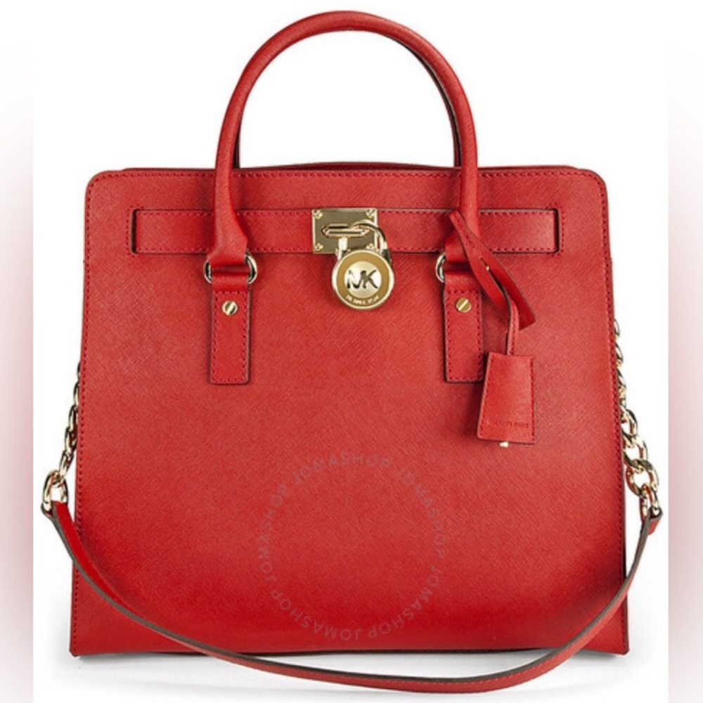 Michael Kors Vibrant Red Leather Tote Bag - Picture 1 of 7